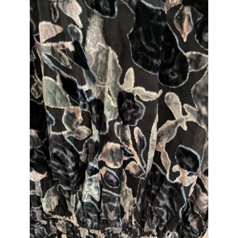 NWT $140 New O.P.T velvet chiffon dress floral black & gray sz Small - Picture 3 of 7
